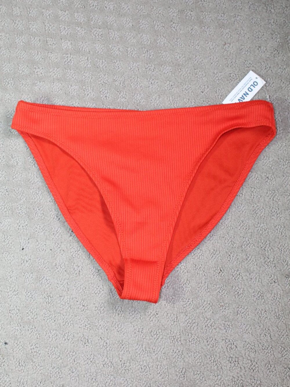 NWT Old Navy Size S Orangish Red Ribbed Bikini Bottoms